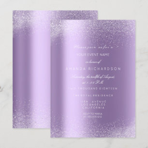 Invitation Violet Violet Blanc Parties scintillant Feuilles d