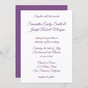Invitation Violet violet calligraphie