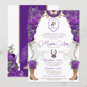 Invitation Violet violet Floral Ouest Charro Quinceañera