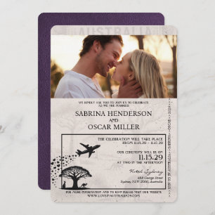 Invitation Violet violet Mariage du passeport australien