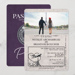 Invitation Violet Violet Mariage Paris Passport