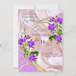 Invitation Violet violet, or & Rose, Rose, Soie magenta