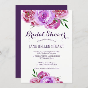 Invitation Violet violet rose des pivoines bouquet douche nup