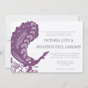 Invitation Violet violet Vintage moderne Peacock Mariage