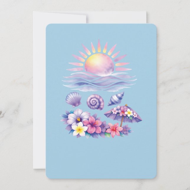 Invitation violet watercolor creative beach (Devant)
