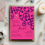 Invitation violette bat mitzvah Motif Scroll<br><div class="desc">Bar Mitzvah and Bat Mitzvah invitation sets design by Umua. Printed and shipped by Zazzle or its partenaires.</div>