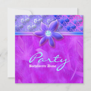 Invitation Violette florale de dentelle de boa de plume de