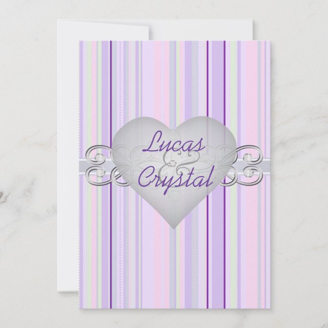 Invitation violette Pastel Pinstripe (Devant)