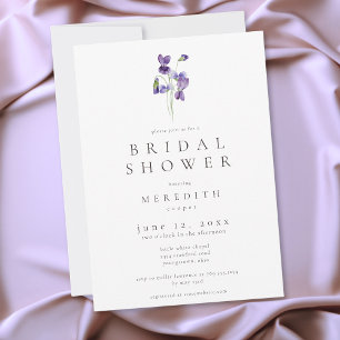 Invitation Violettes Aquarelle Minimaliste Élégante Baby Show