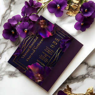Invitation Violettes Lumineuses Fleurs Violettes Modernes pou