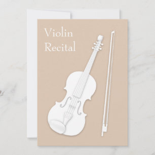 Invitation Violon blanc & Bow Music Considérant Concert Beige
