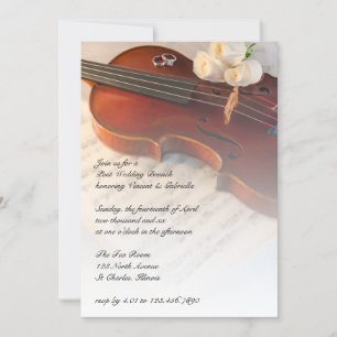 Invitation Violon classique Roses blanches Post Mariage Brunc