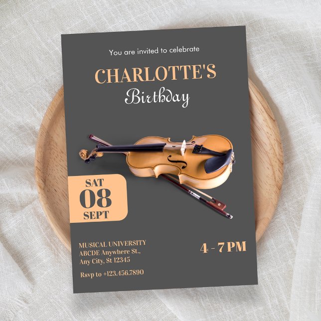 Invitation violon d'anniversaire minimaliste moderne (Créateur téléchargé)