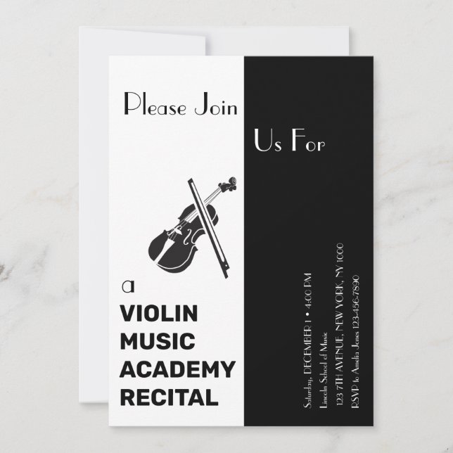 Invitation Violon Music Academy Élégant Concept moderne (Devant)