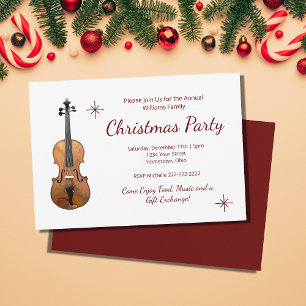 Invitation Violon musical élégant Fête traditionnelle de Noël