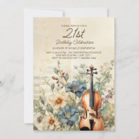 Violon vintage Dusty Blue Flowers 21e anniversaire