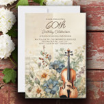 Invitation Violon vintage Dusty Blue Flowers 60e anniversaire<br><div class="desc">Elégante et vintage invitation à la fête du 60e anniversaire pour les femmes avec un violon assis parmi des fleurs et verdure bleu et crème poussiéreuses. Personnalisez en ajoutant le nom de l'invitée d'honneur, son âge et les informations de son parti. Contactez-nous pour obtenir de l'aide sur la personnalisation ou...</div>