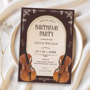 Invitation violon vintage pour anniversaire