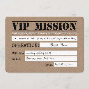 Invitation Vip Mission Funny Best Man Proposition