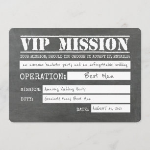 Invitation Vip Mission Funny Best Man Proposition