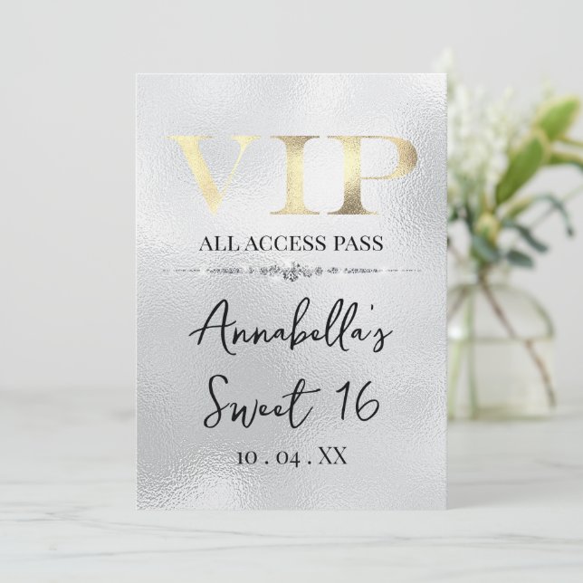 Invitation VIP Or en Glamour sur Argent (Debout devant)