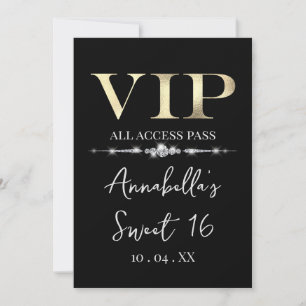 Invitation VIP Or en Glamour sur Fond Noir