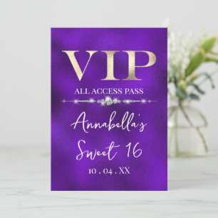 Invitation VIP Or en Glamour sur Fond Violet
