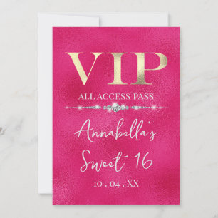 Invitation VIP or glamour sur rose chaud