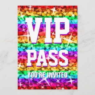 Invitation "VIP PASS" de Glitz Rainbow Stripe