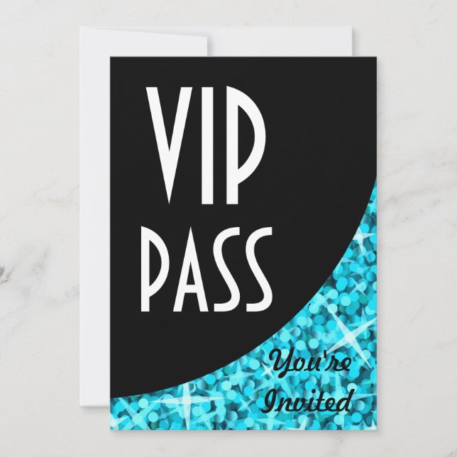 Invitation "VIP Pass" de la courbe bleue de Glitz (Devant)