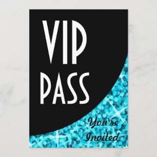 Invitation "VIP Pass" de la courbe bleue de Glitz