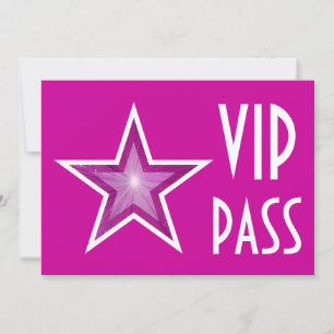 Invitation "VIP PASS" en étoile rose horizontale