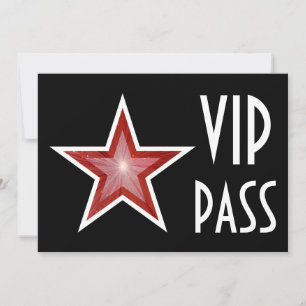 Invitation 'VIP PASS' Étoile Rouge noire format ho