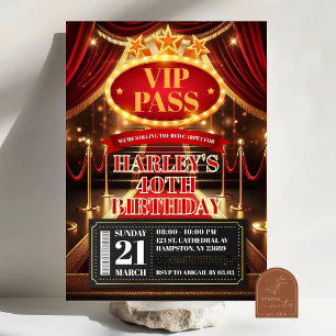 Invitation VIP Pass Glamor Premiere Hollywood Adulte Annivers
