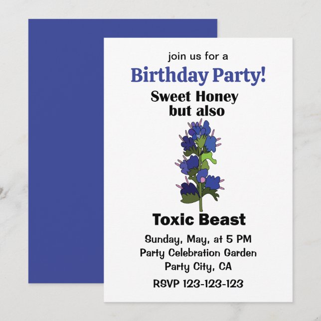Invitation Vipers Bugloss Miel Sucré Anniversaire de la Bête  (Devant / Derrière)