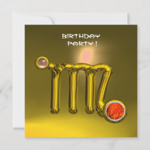 INVITATION VIRGO/GOLD ZODIAC SIGNE JEWEL JAUNE ANNIVERSAIRE