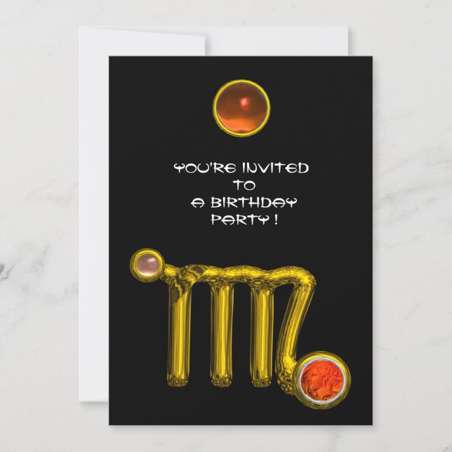 INVITATION VIRGO /GOLD ZODIAC SIGNE JEWEL NOIR ANNIVERSAIRE (Devant)