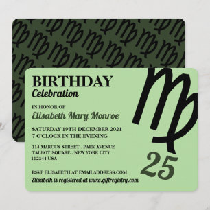 Invitation Virgo, Le Maiden, Signal Zodiaque, Anniversaire