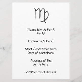Invitation Virgo. Signe d'astrologie zodiaque.Noir.