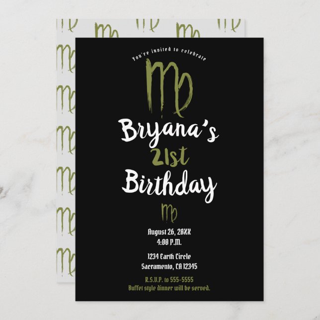 Invitation VIRGO Zodiac Août Septembre Anniversaire Astrologi (Devant / Derrière)