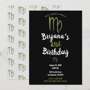 Invitation VIRGO Zodiac Août Septembre Anniversaire Astrologi