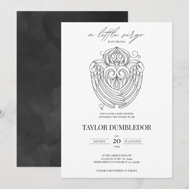 Invitation Virgo Zodiac Star Sign Baby shower d'astrologie (Devant / Derrière)