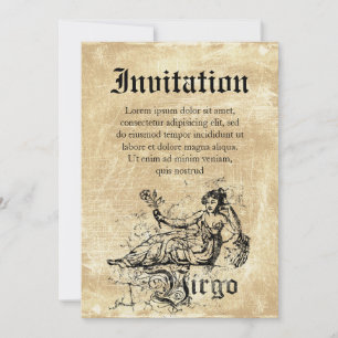 Invitation Virgo Zodiac vintage