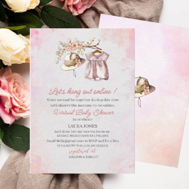 Invitation Virtual Baby Girls watercolor BabyInvitation (Créateur téléchargé)