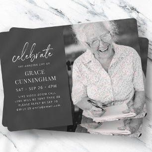 Invitation Virtual Celebrate the Extraordinaire Life Modern P