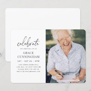 Invitation Virtual Celebrate the Extraordinaire Life Modern P