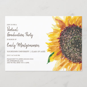 Invitation Virtual Graduation Party Jaune Brown Tournesol