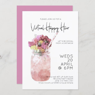 Invitation Virtual Happy Hour Party rose vif