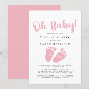 Invitation Virtual Oh Baby Girl Douche pieds roses