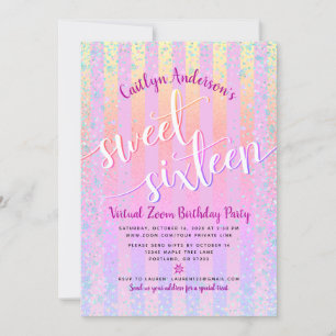 Invitation Virtual Rainbow Ombre Sweet sixteen Fille d'annive